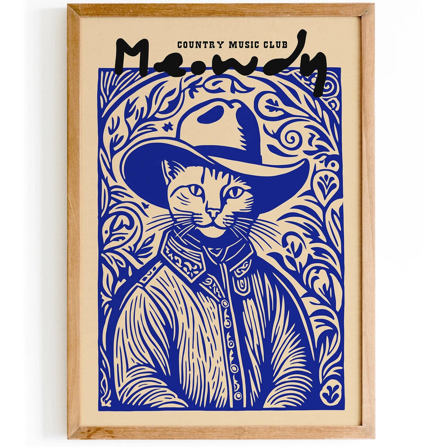 Country Music Club Meowdy Blue Cat Poster - HypeSheriff