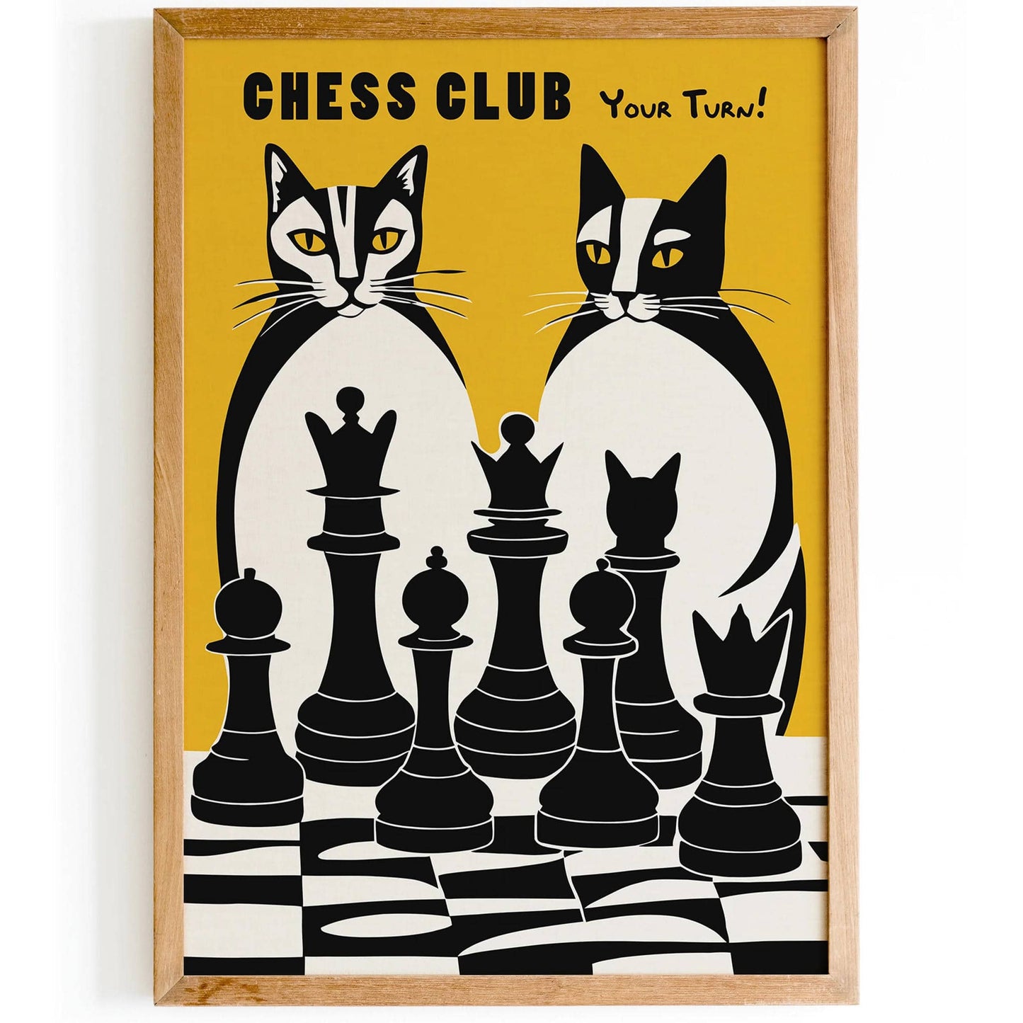 Chess Club Poster - Funny Cats Game Print