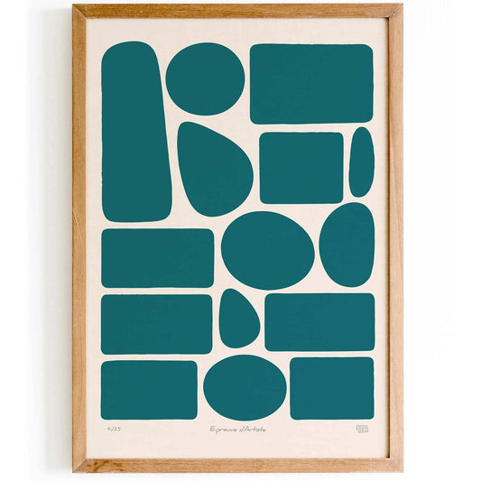 Abstract Teal Form Print