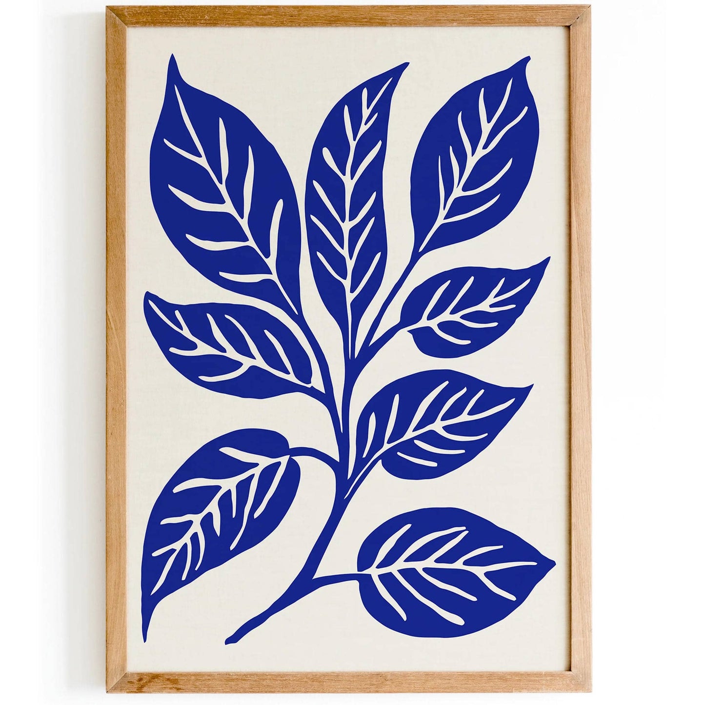 Blue Leaf Minimalist Bathroom Art Print - HypeSheriff