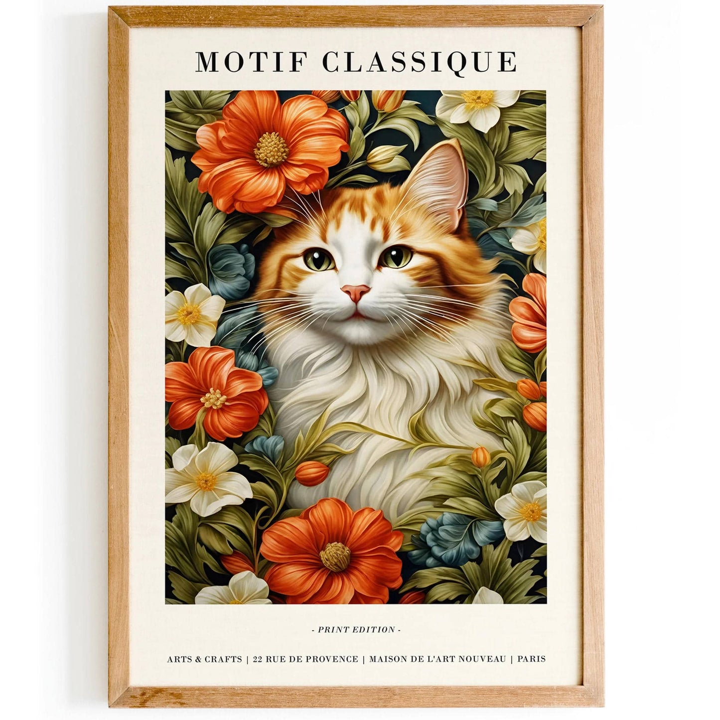 Art Nouveau Style Cat Wall Art - HypeSheriff
