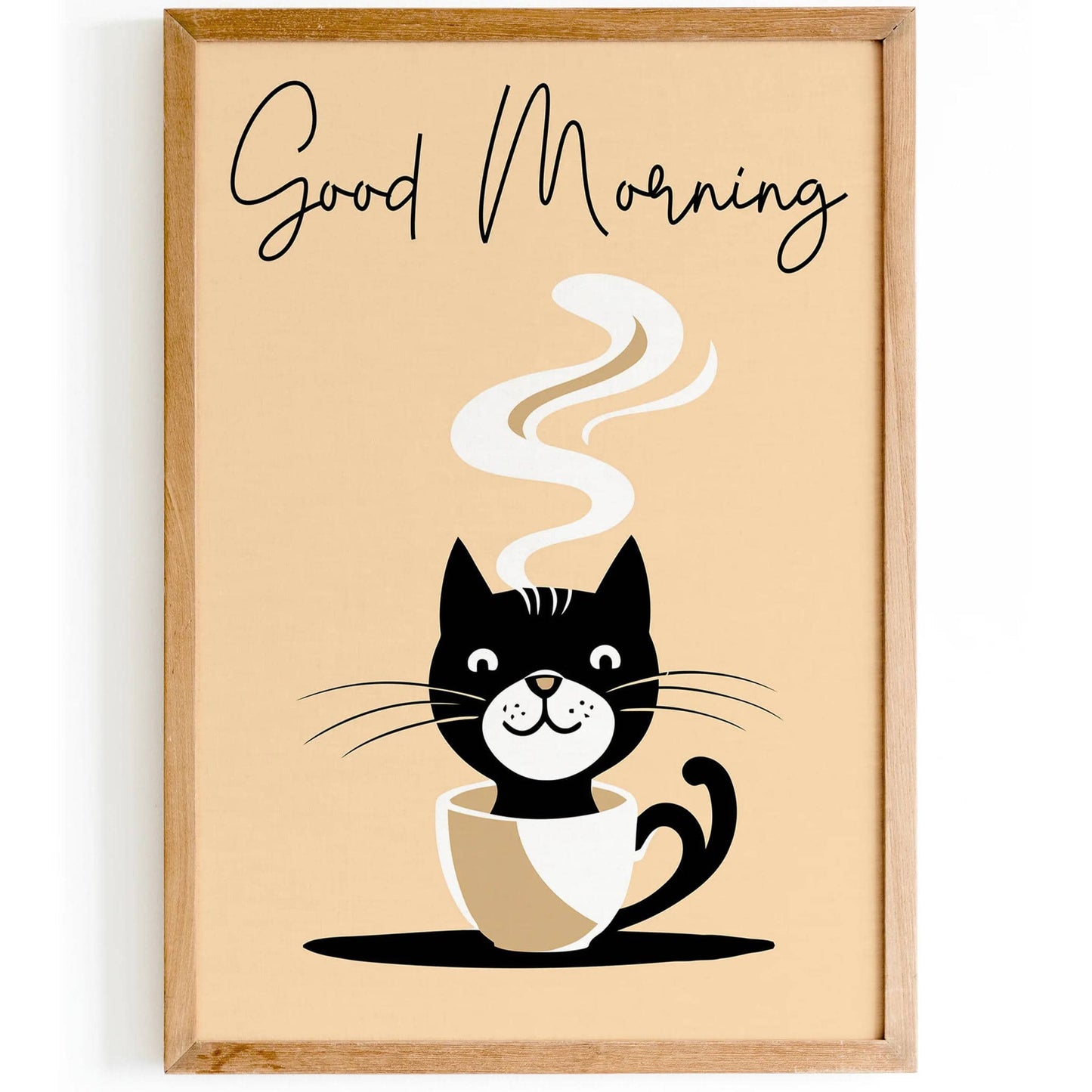 Good Morning Cute Coffee Cat Poster - HypeSheriff