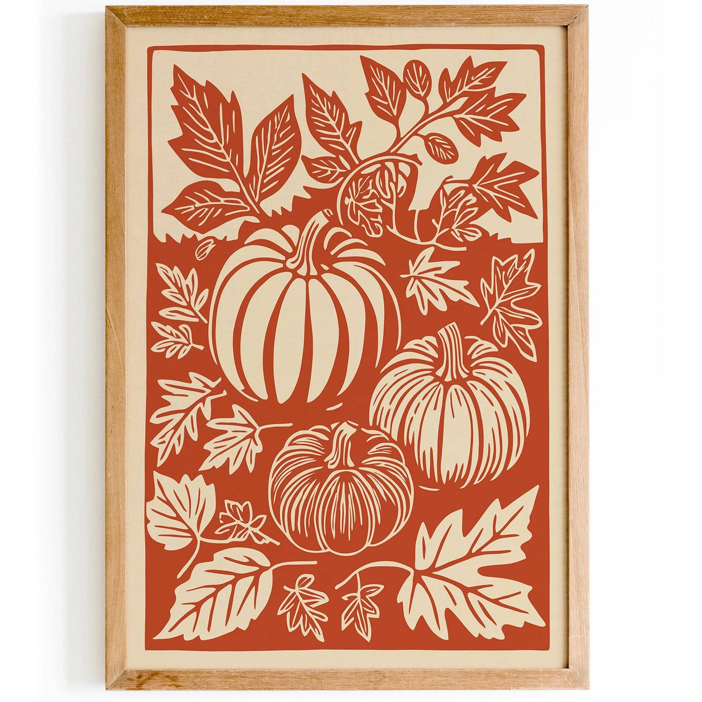 Pumpkin Farm Linocut Wall Art Print - HypeSheriff