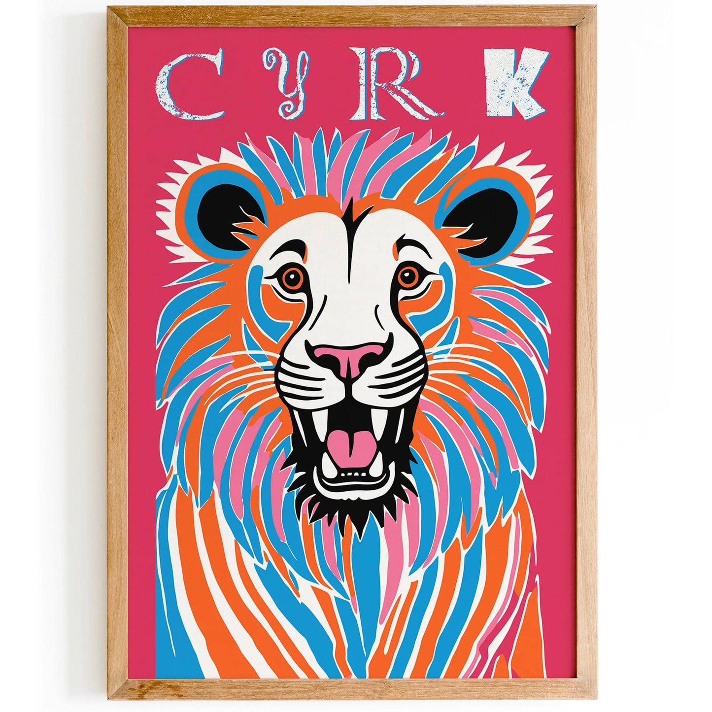 Polish Cyrk Poster Pink Lion Art Print 2024 - HypeSheriff