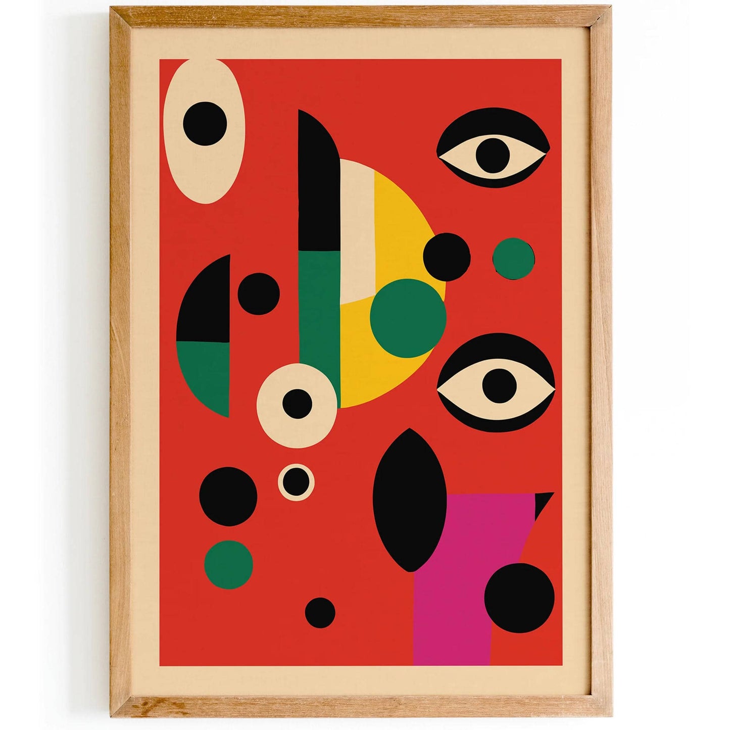 Abstract Red Mid-Century Modern Art