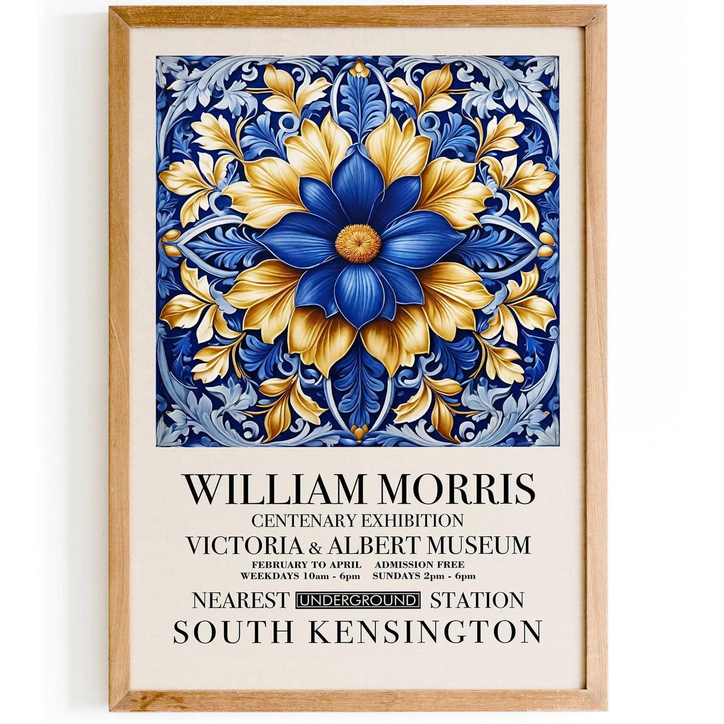 William Morris Blue Art Nouveau Poster - HypeSheriff