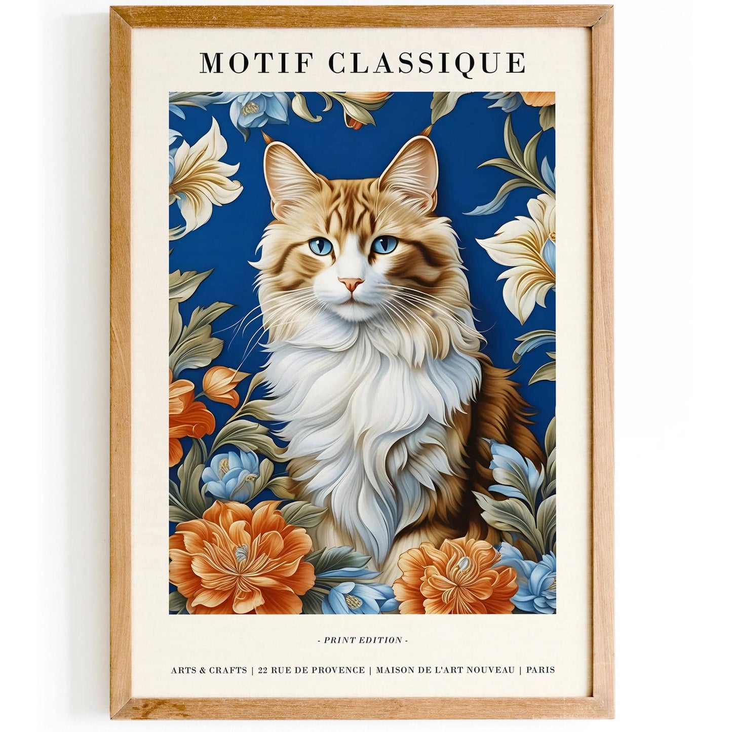 Vintage Cat - Floral Motif - Parisian Edition Wall Art - HypeSheriff