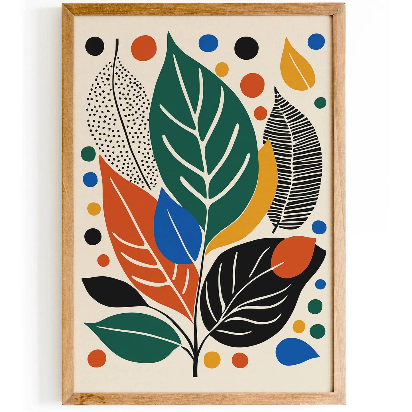 Colorful Retro Leaves Art Print 2025 - HypeSheriff