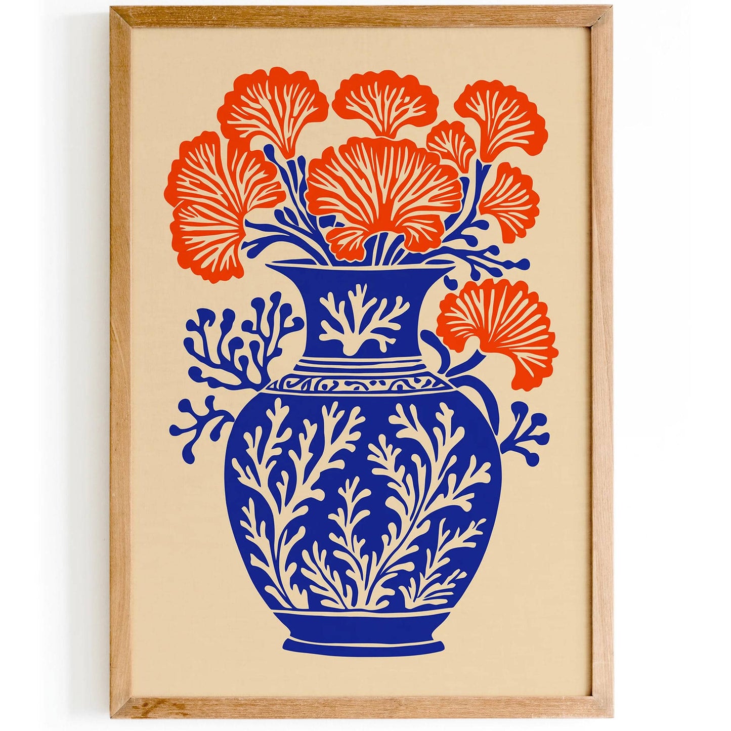 Coral Reef Vase Poster – Blue Floral Coastal Wall Art
