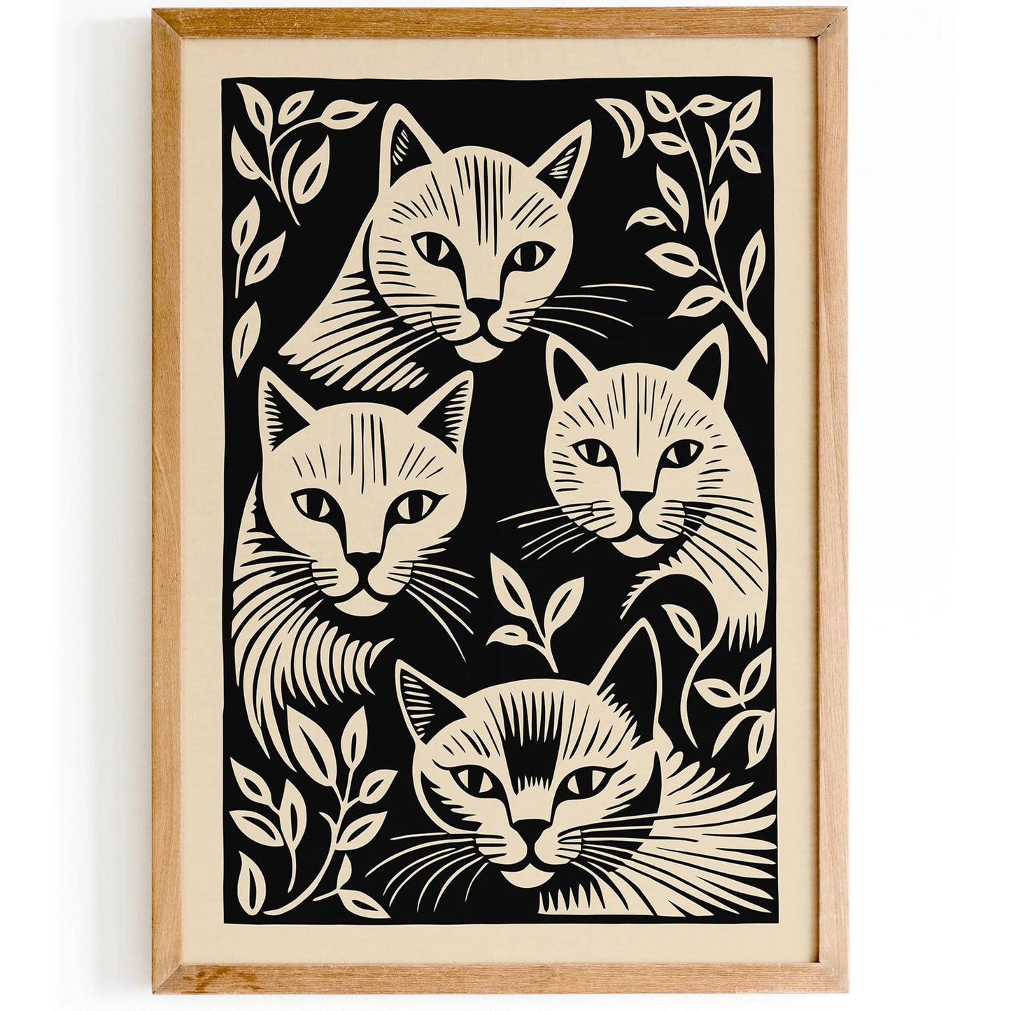 Wild Cats Black Art Print - HypeSheriff