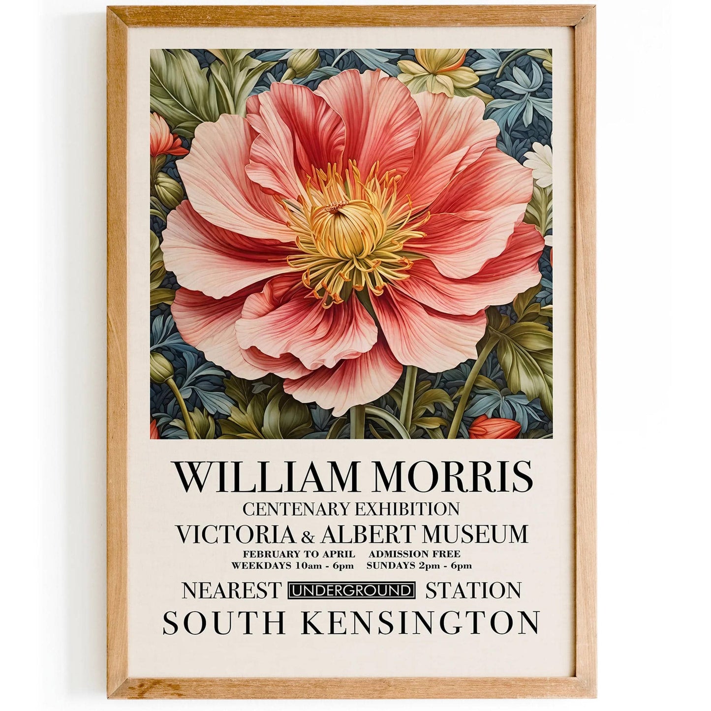 William Morris Pink Flower Poster - HypeSheriff
