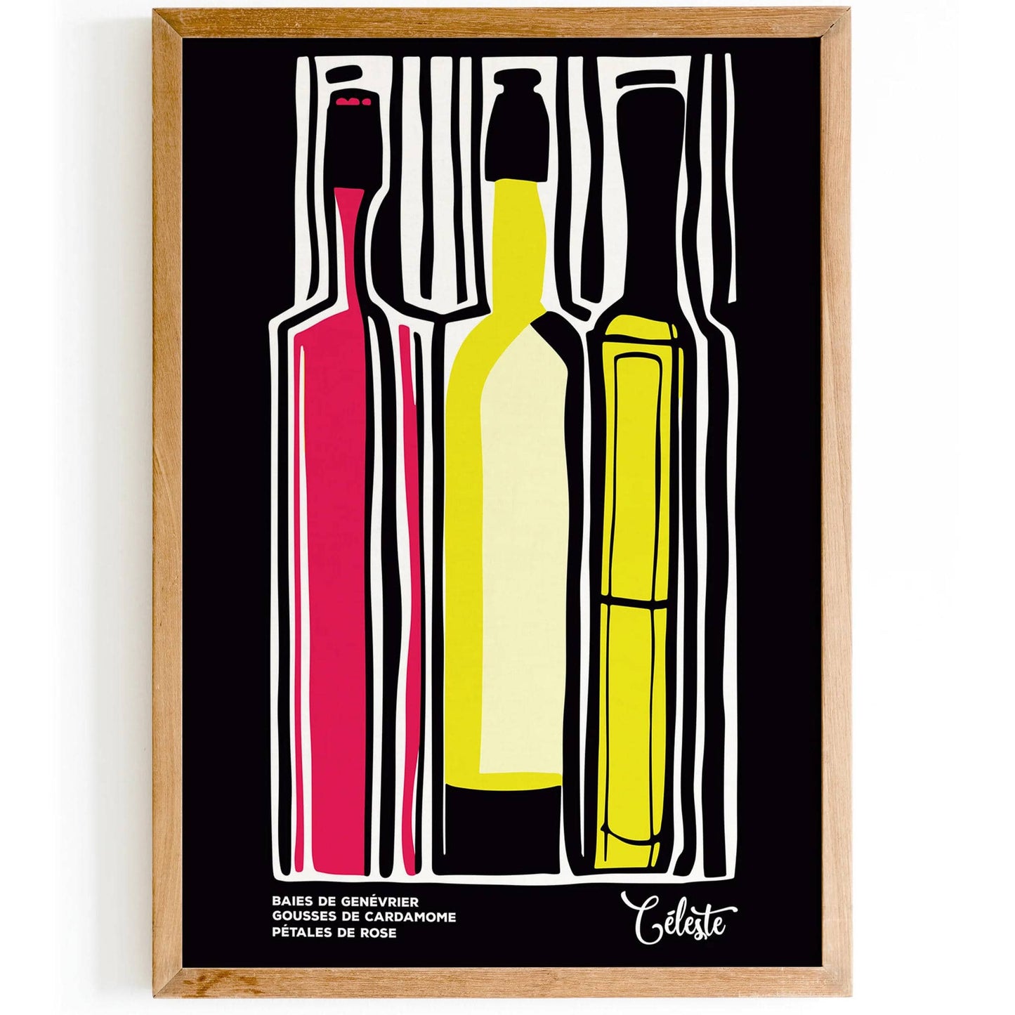 Celeste Wine Retro Black Art Print - HypeSheriff
