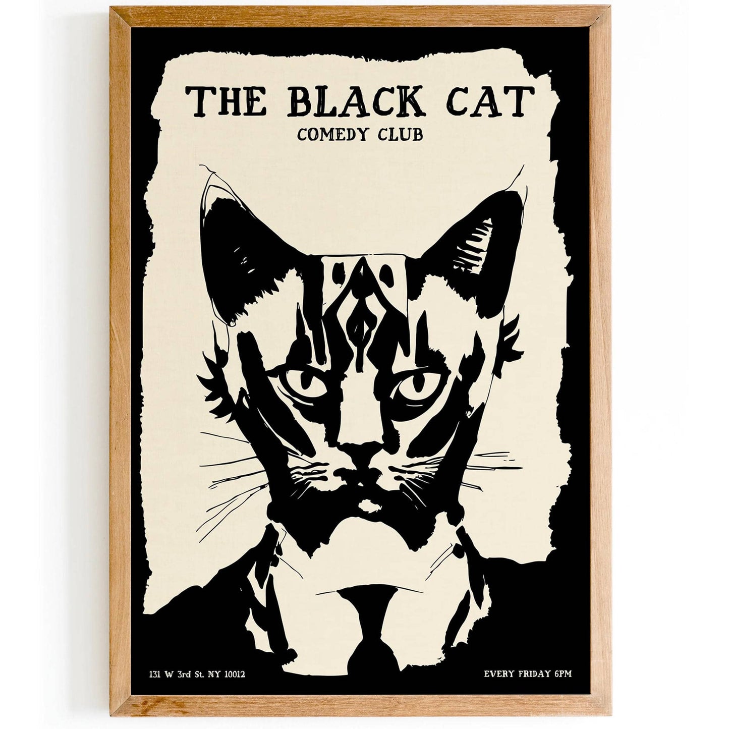 The Black Cat Comedy Club B&W Poster - HypeSheriff