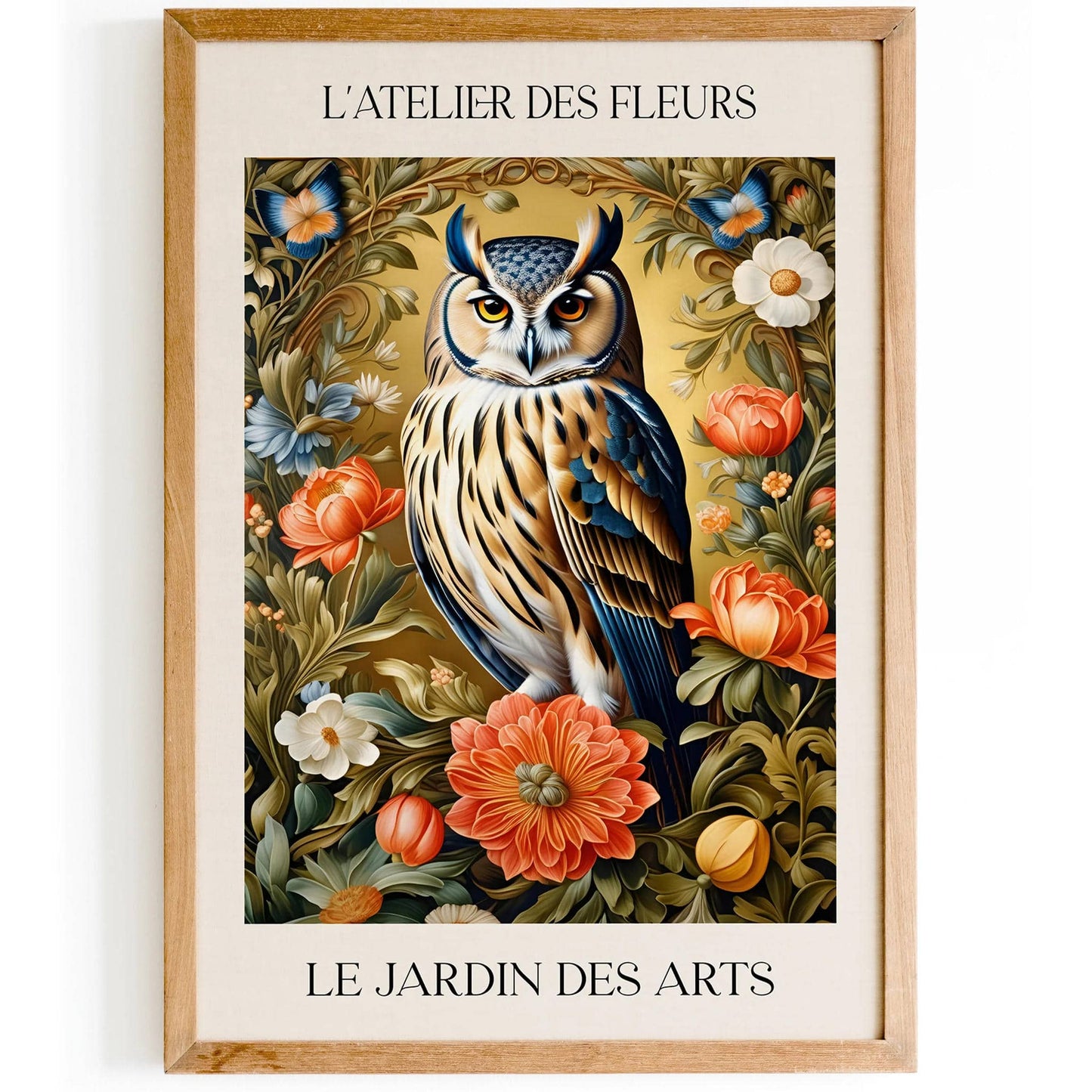 Victorian Owl Portrait - Morris Inspired Art Print - HypeSheriff