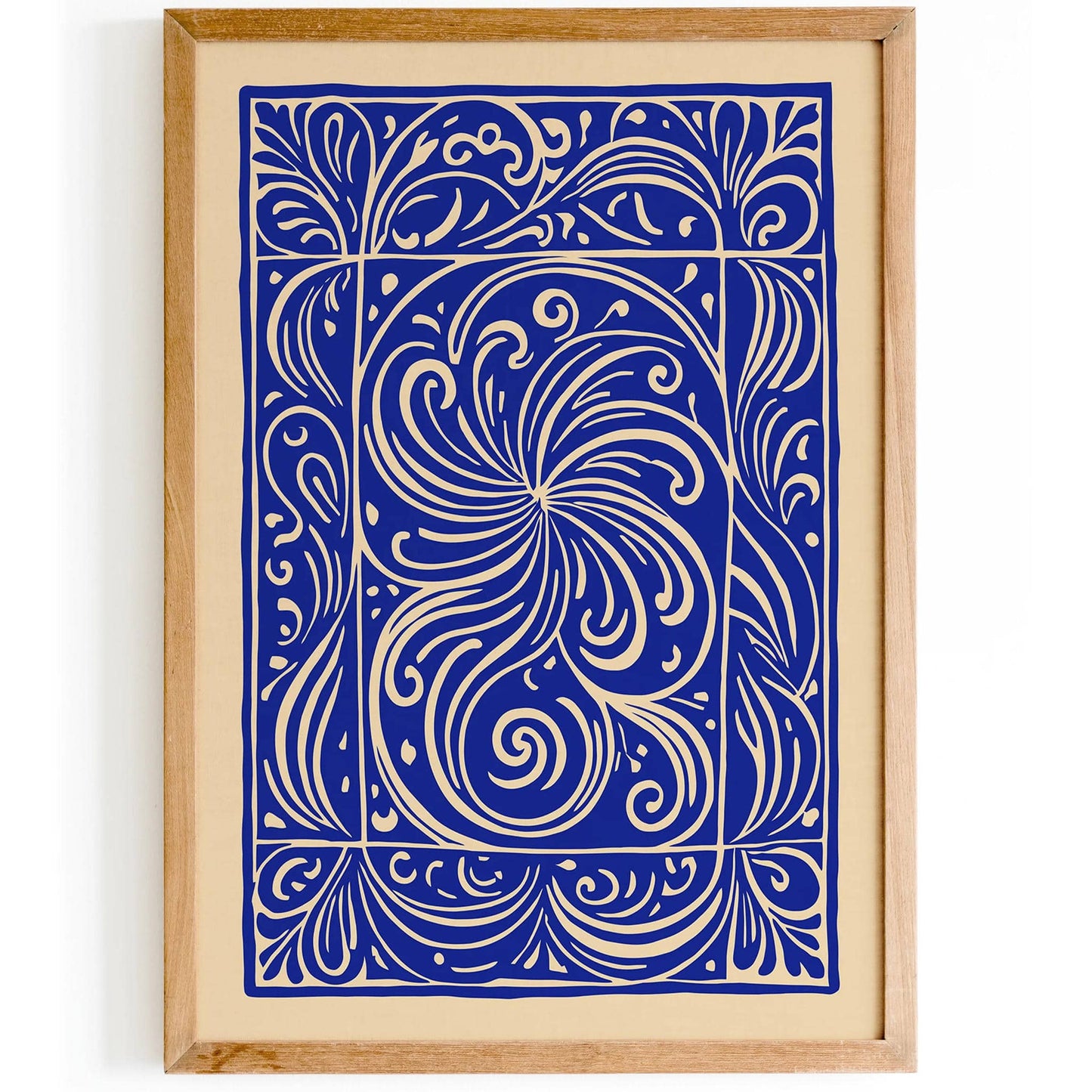 Cobalt Blue Retro Abstract Wall Art - HypeSheriff