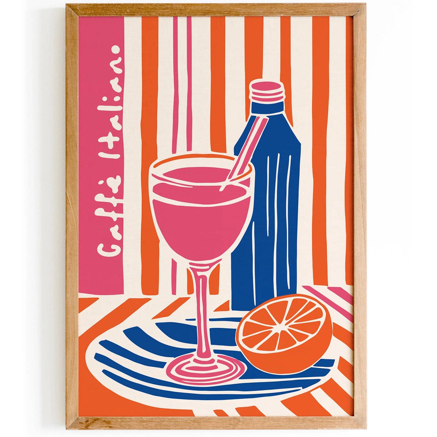 Cafe Italiano Blue Pink Kitchen Wall Art - HypeSheriff