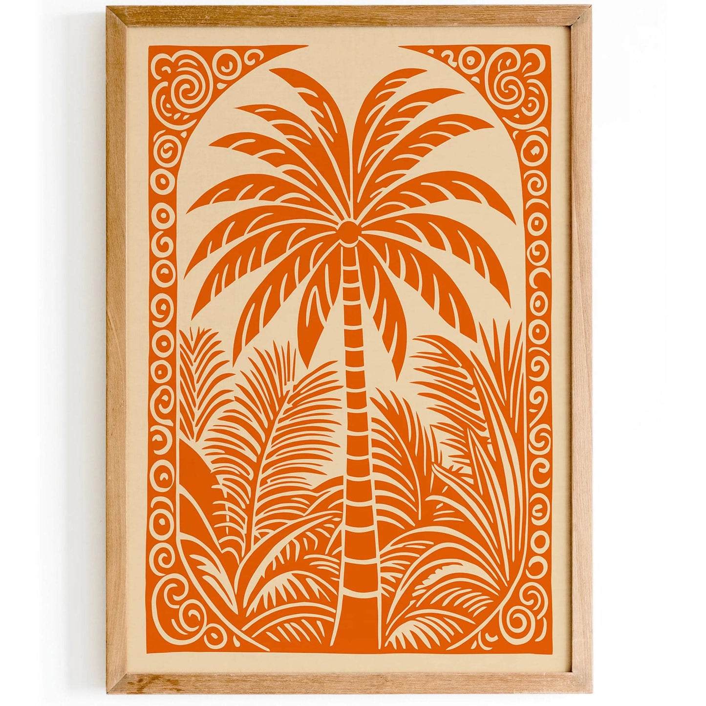 Orange Palm Tree Print – Tropical Wall Art Decor