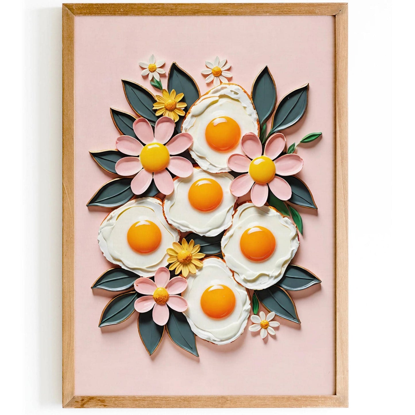 Pink Fried Eggs in Flowers Poster