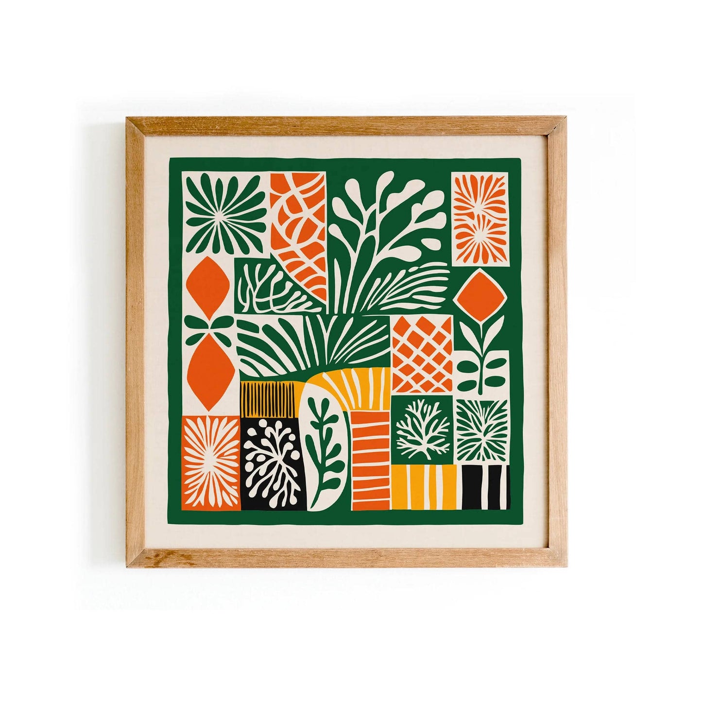 Botanical Cutouts Square Green Print - HypeSheriff