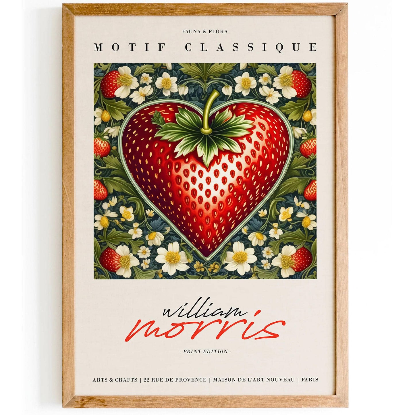 Red Strawberry Heart Morris Wall Art - HypeSheriff