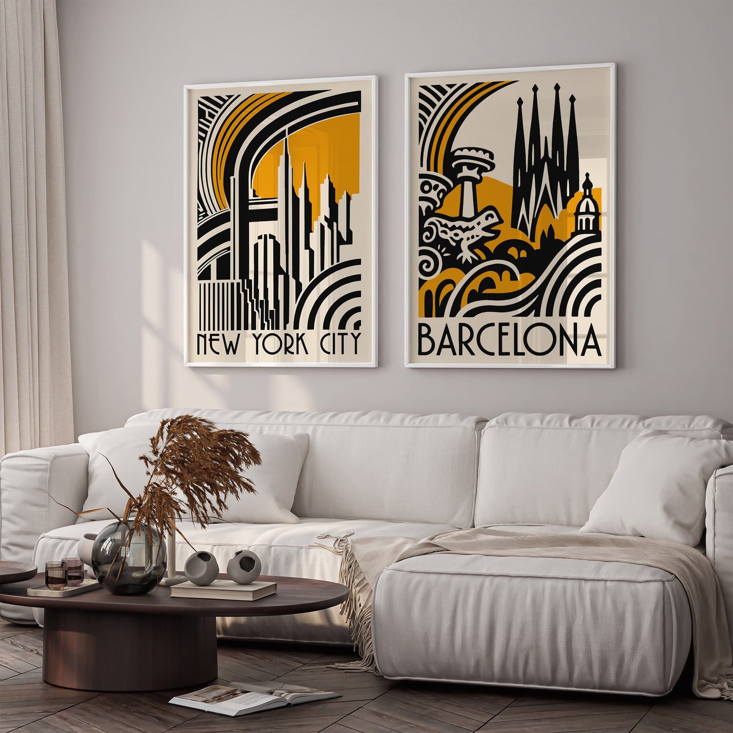 Barcelona Cityscape Modern Poster
