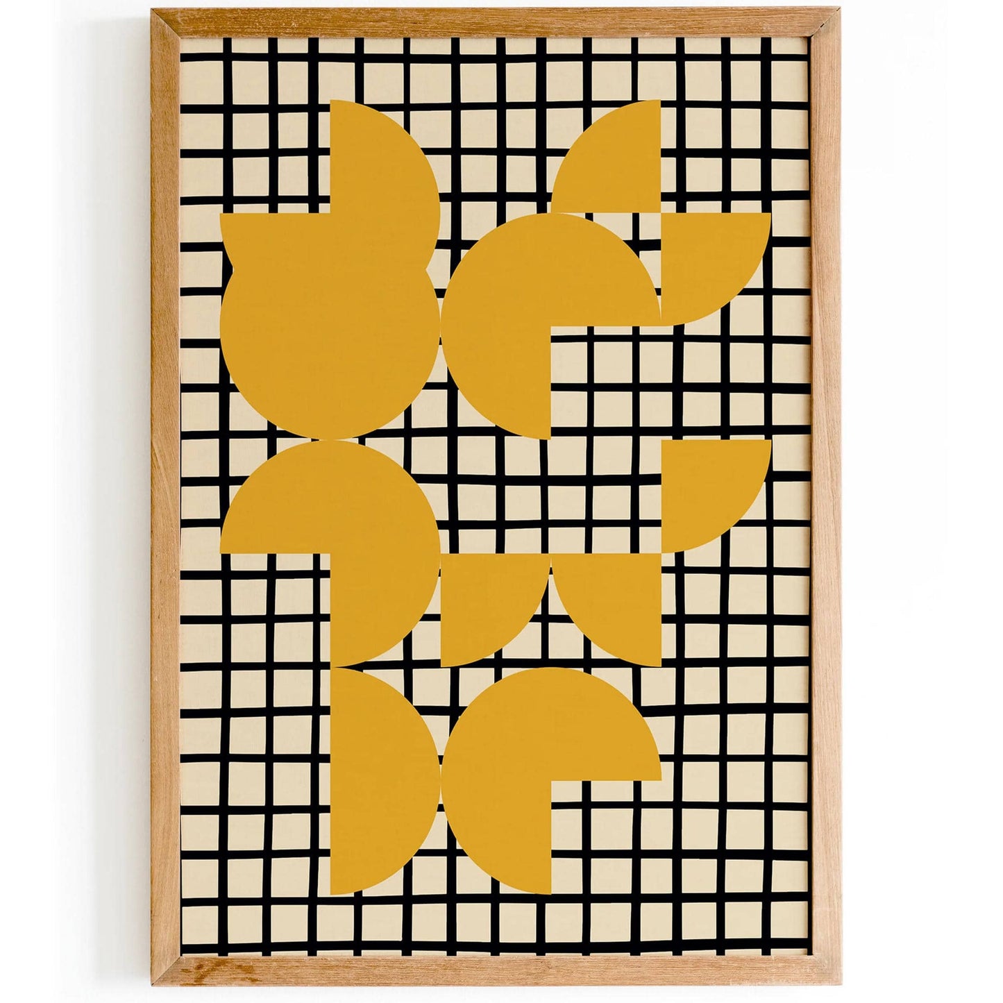 Yellow Shapes in Mid Century Modern Style Art Print - HypeSheriff