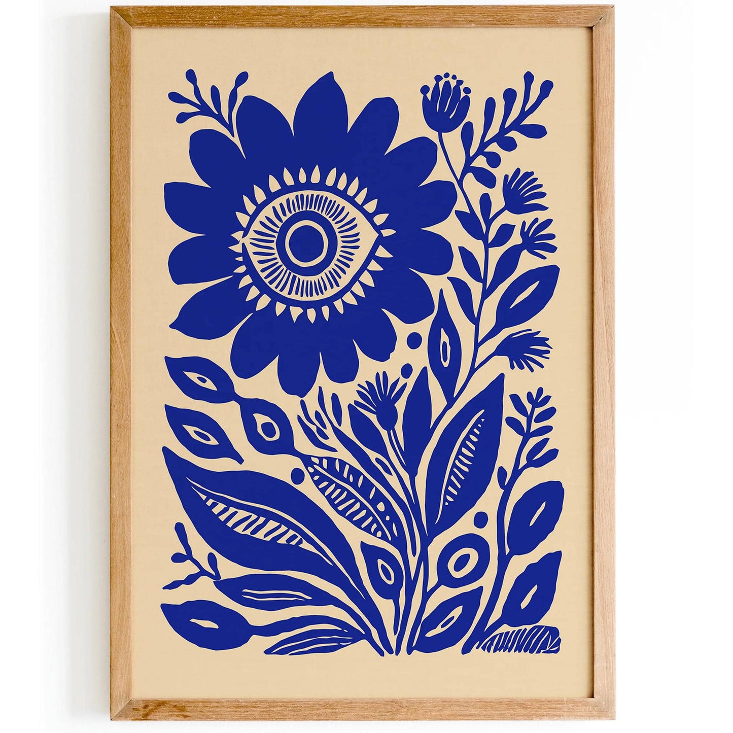 Blue Bohemian Eye Floral Poster