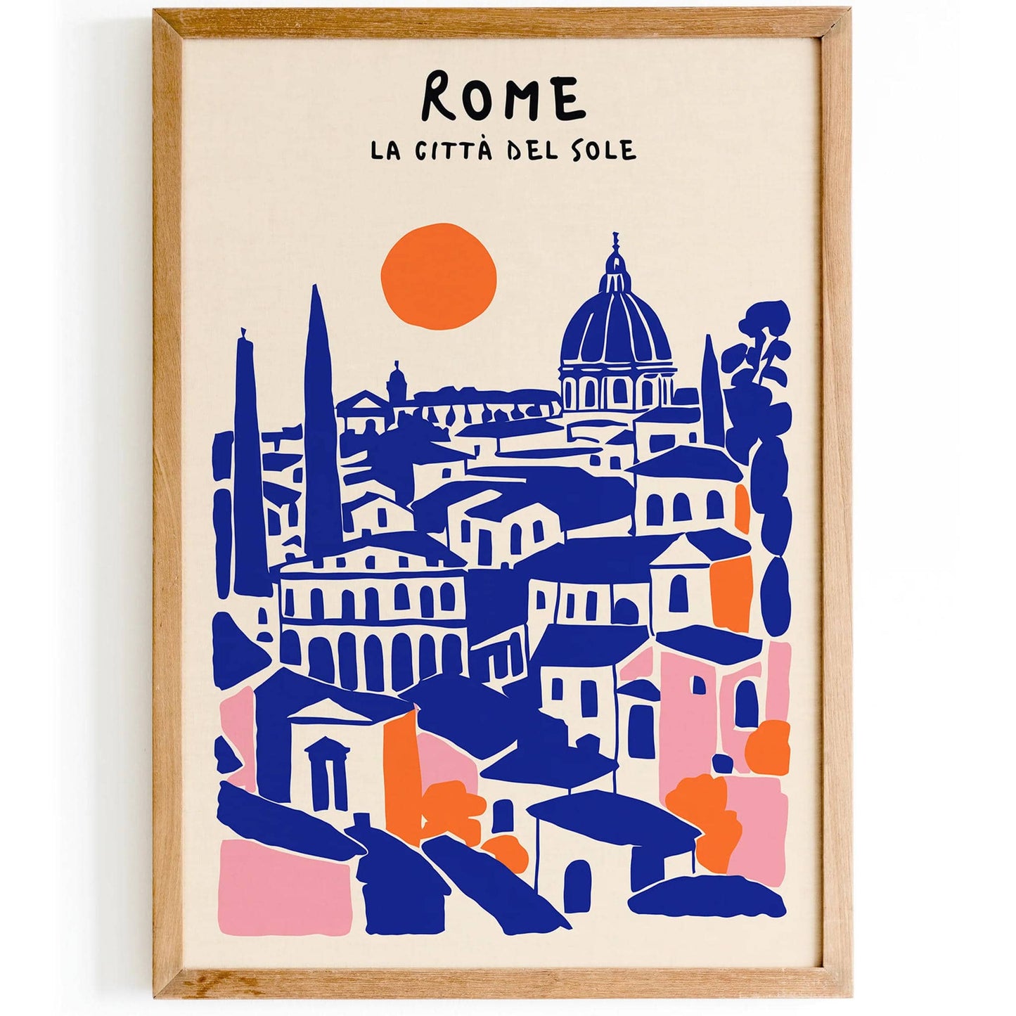 Rome La Citta Del Sole Blue Travel Art Print - HypeSheriff