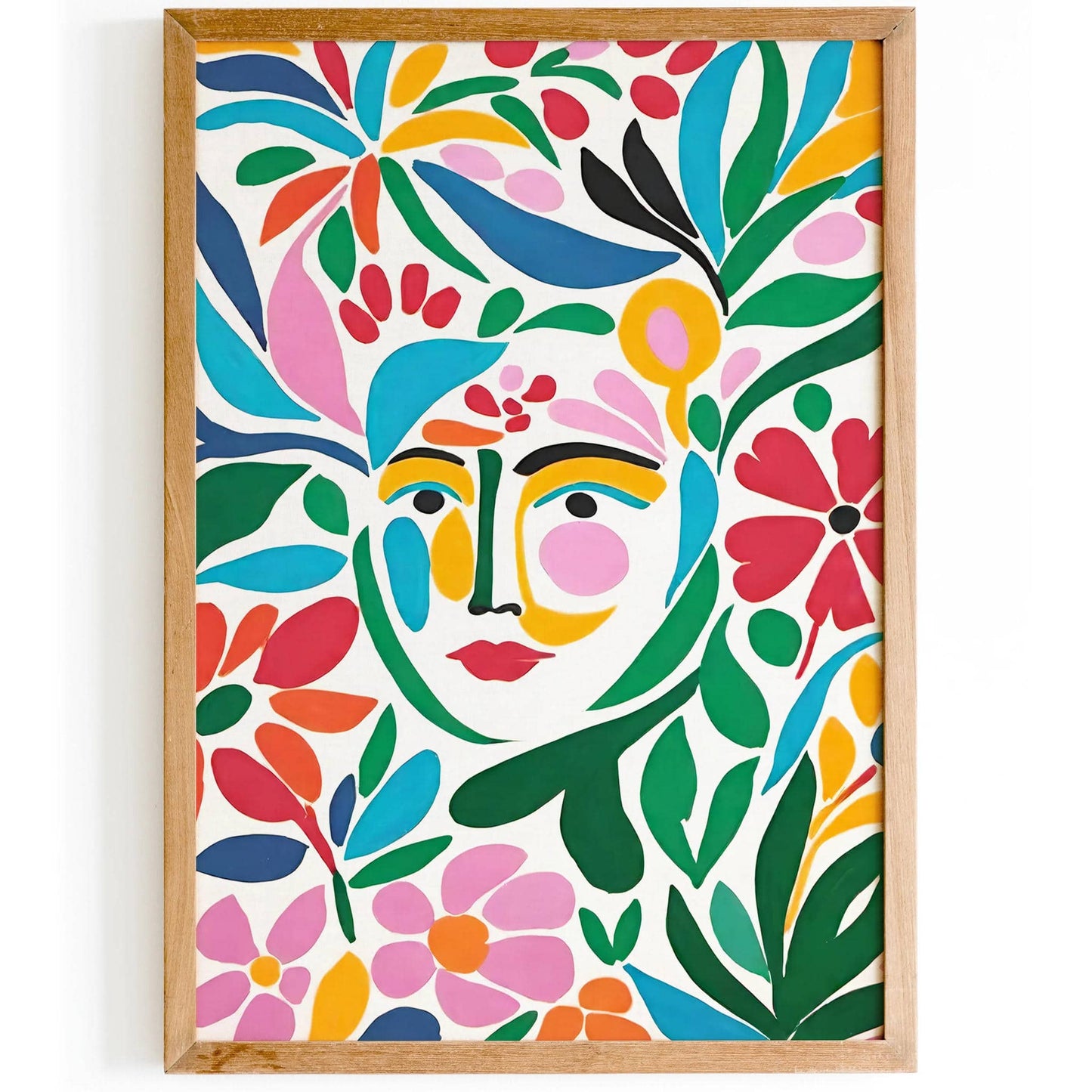 Girl in Flowers Colorful Painting Art Print - HypeSheriff