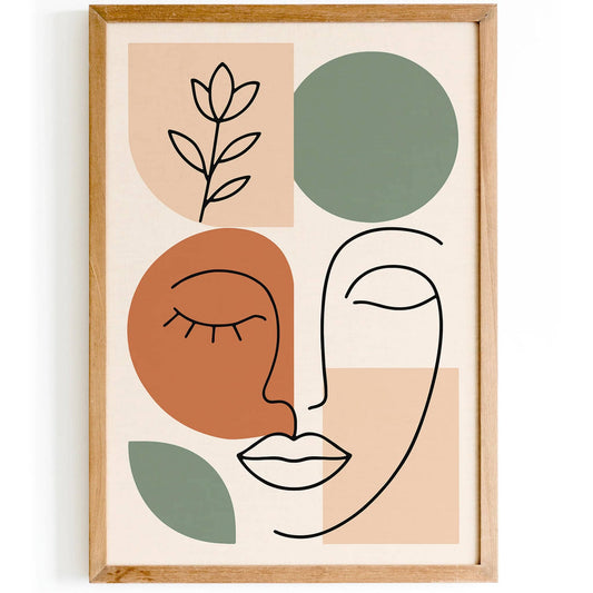 Boho Line Art – Woman & Geometric Forms