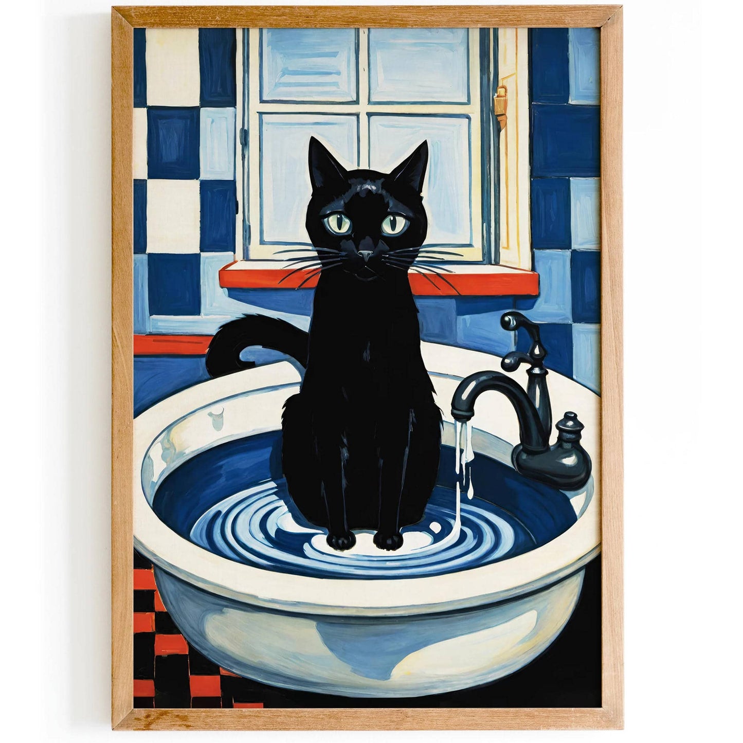 Cute Cat in Sink Wall Art Print