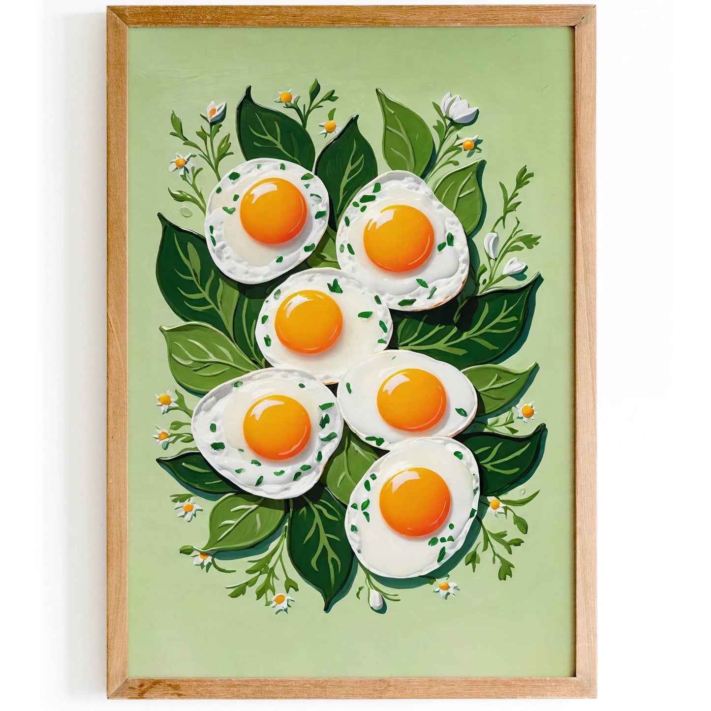 Fried Eggs Green Kitchen Poster