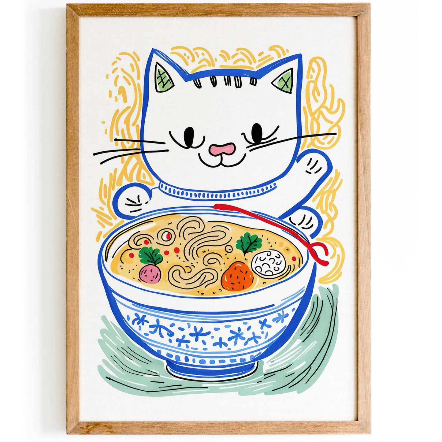Cute Japanese Ramen Cat Poster - HypeSheriff