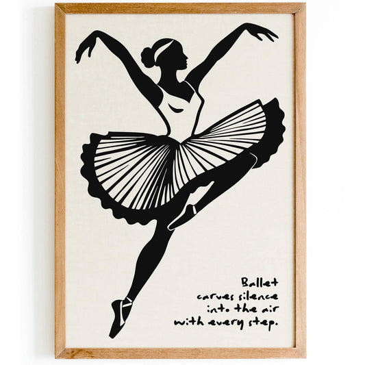 Black and White Ballet Music Poster