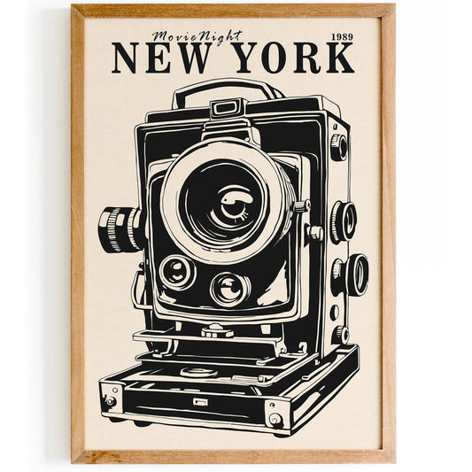 Movie Night New York City Vintage Poster
