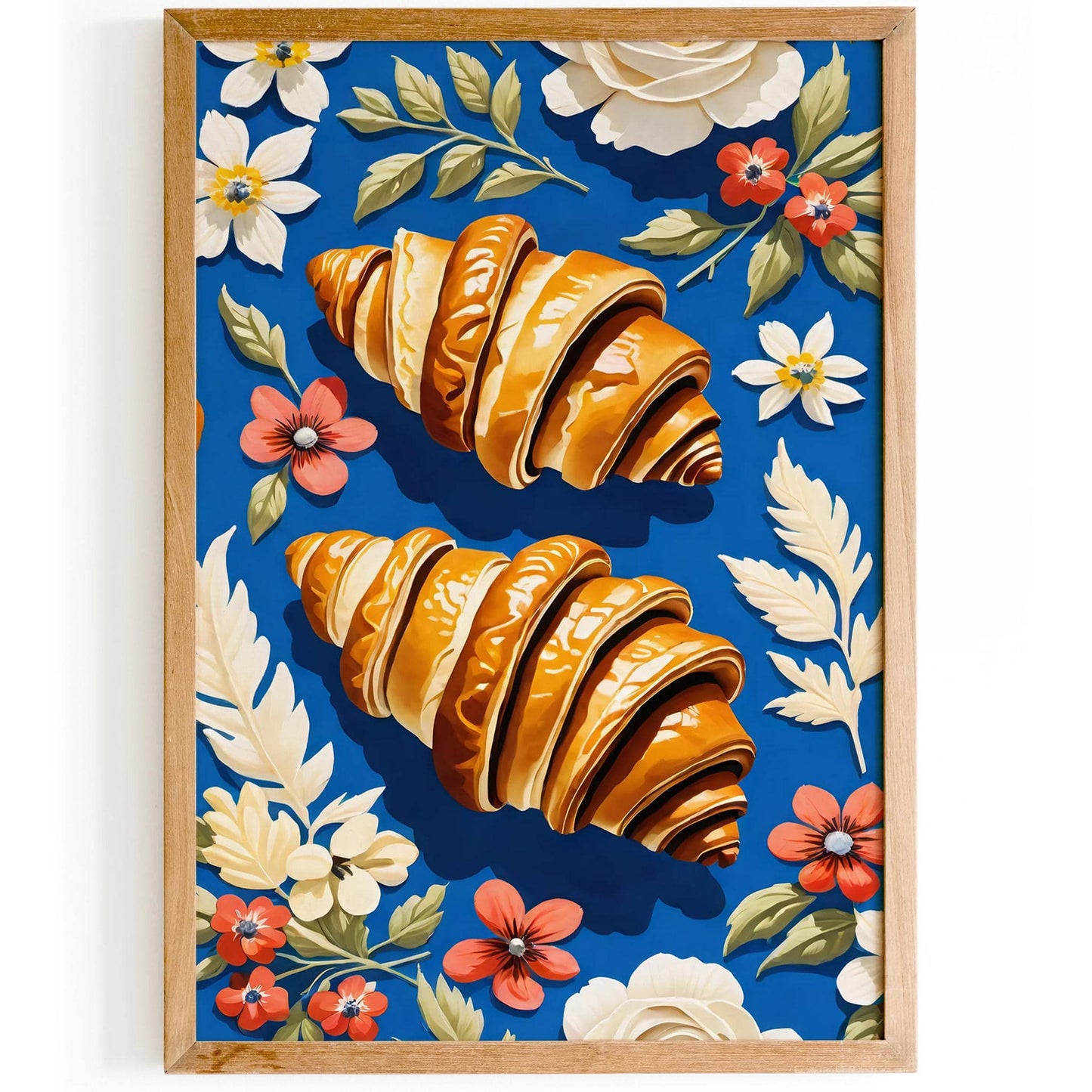 Blue Croissants and Flowers Poster - HypeSheriff