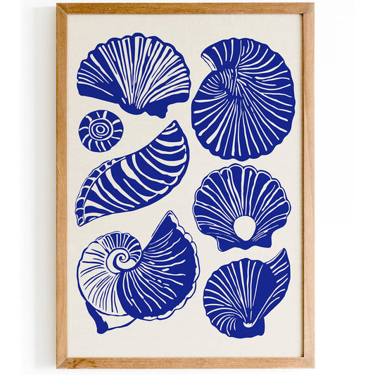 Sea Shells Club Blue Poster