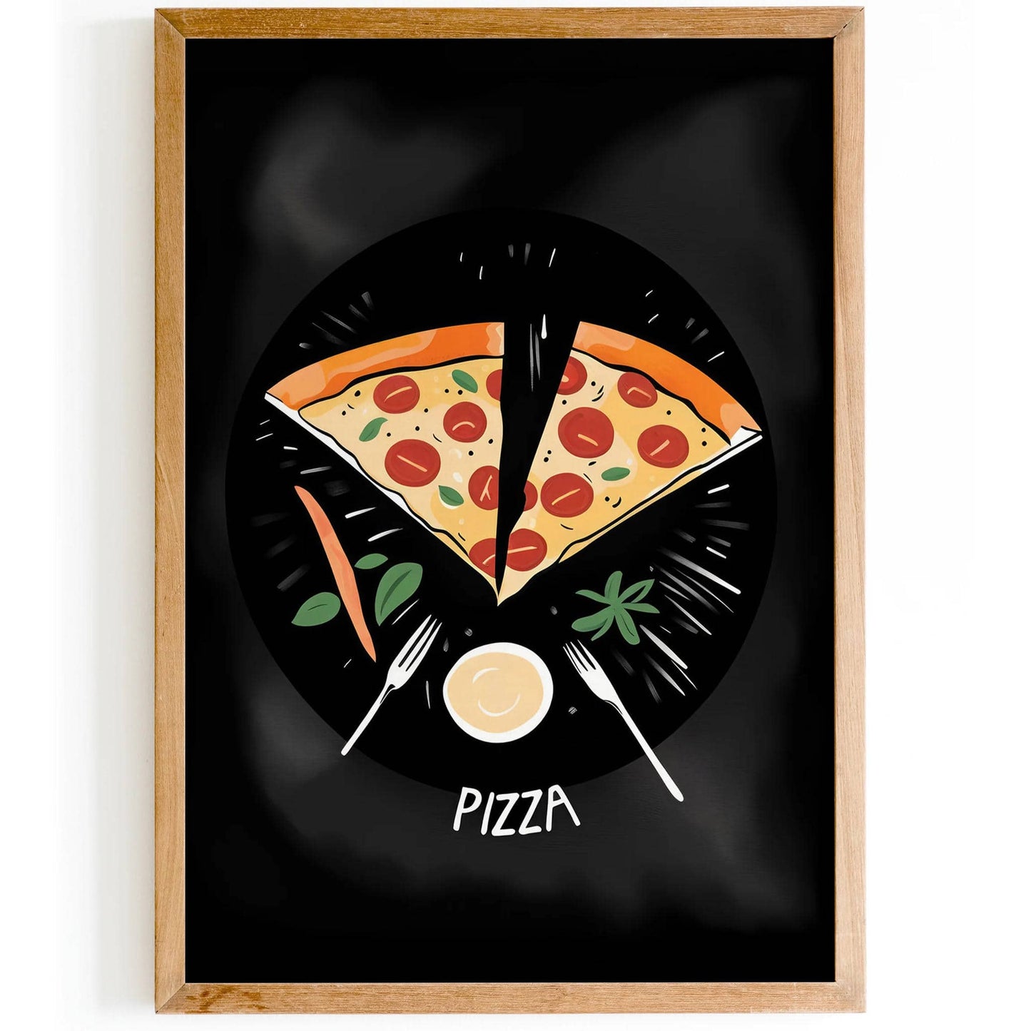 Pizza Kitchen Black Wall Art - HypeSheriff