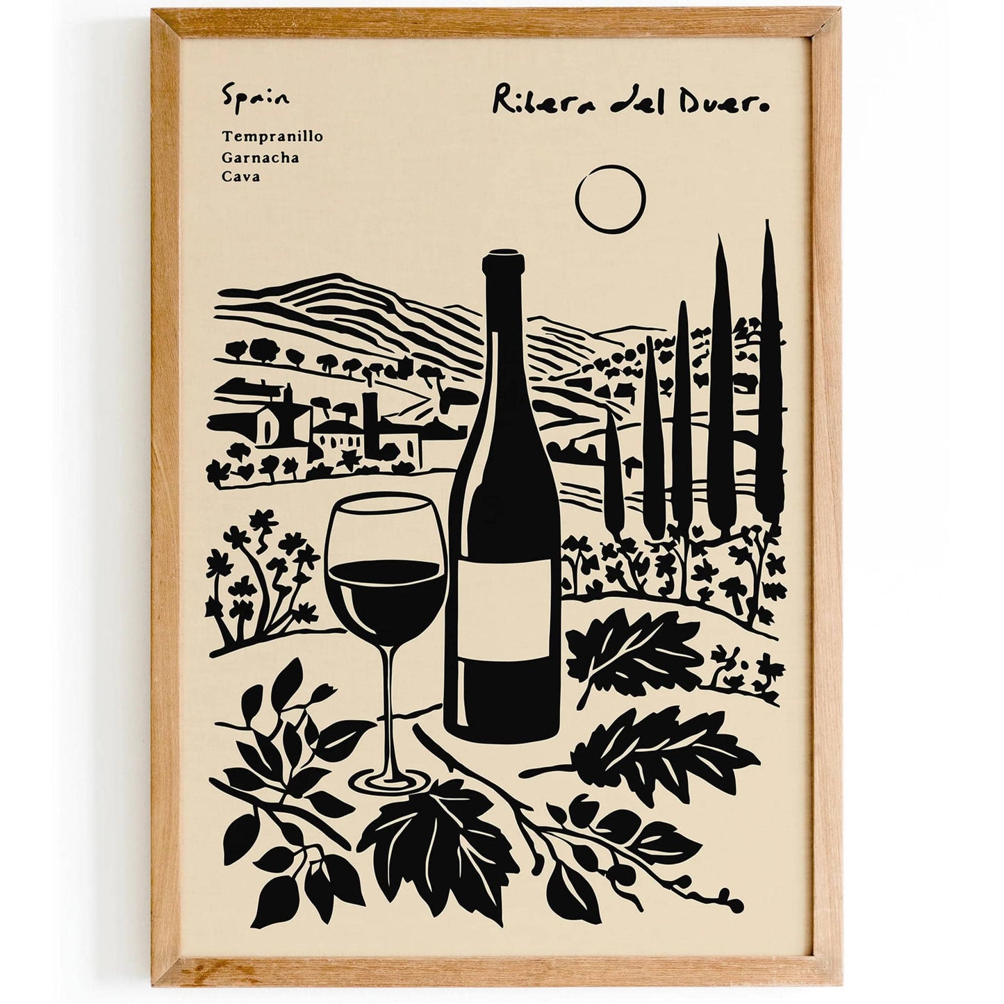 Ribera del Duero Wine Poster – Black Ink Style