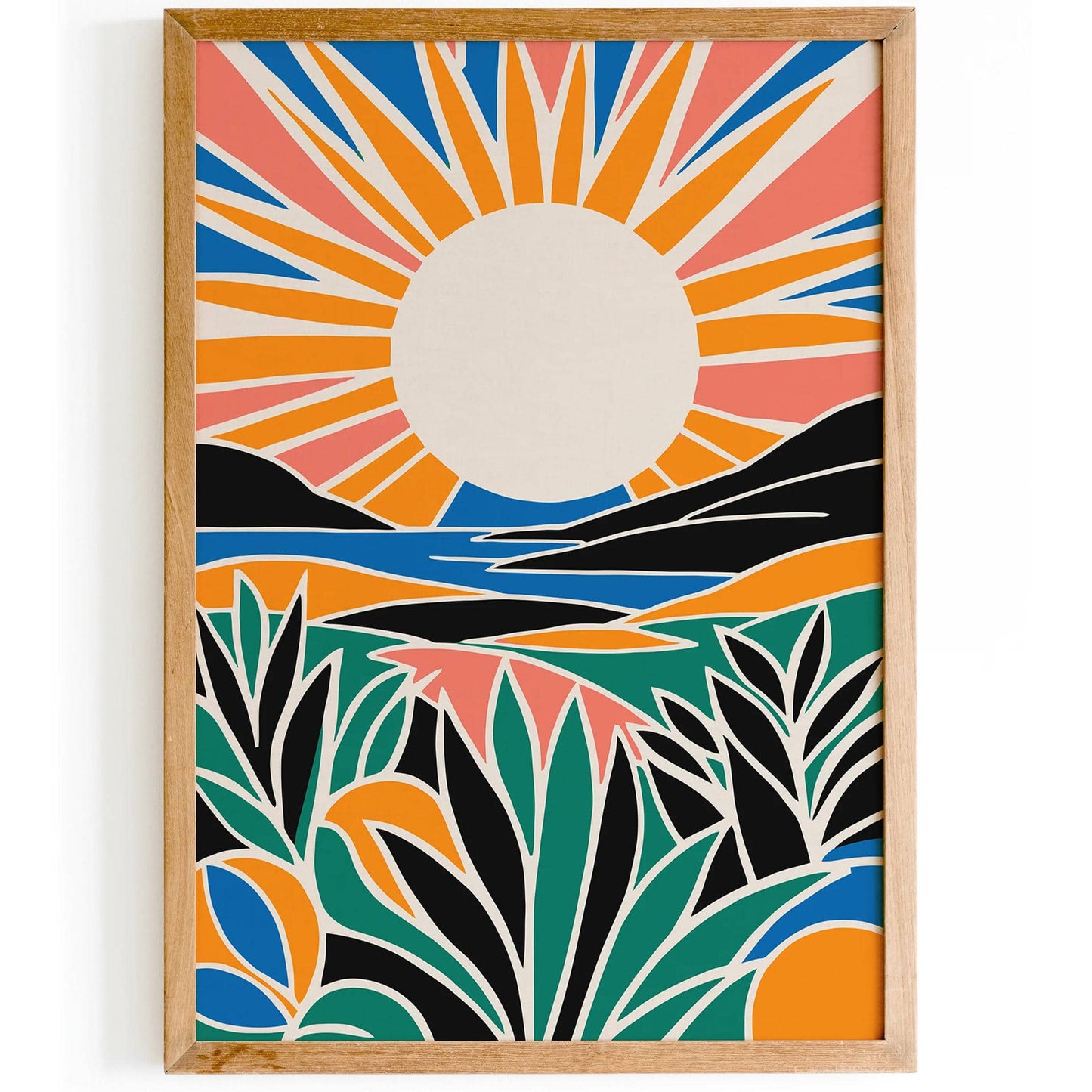 Retro Colorful Sunshine Landscape Print - HypeSheriff