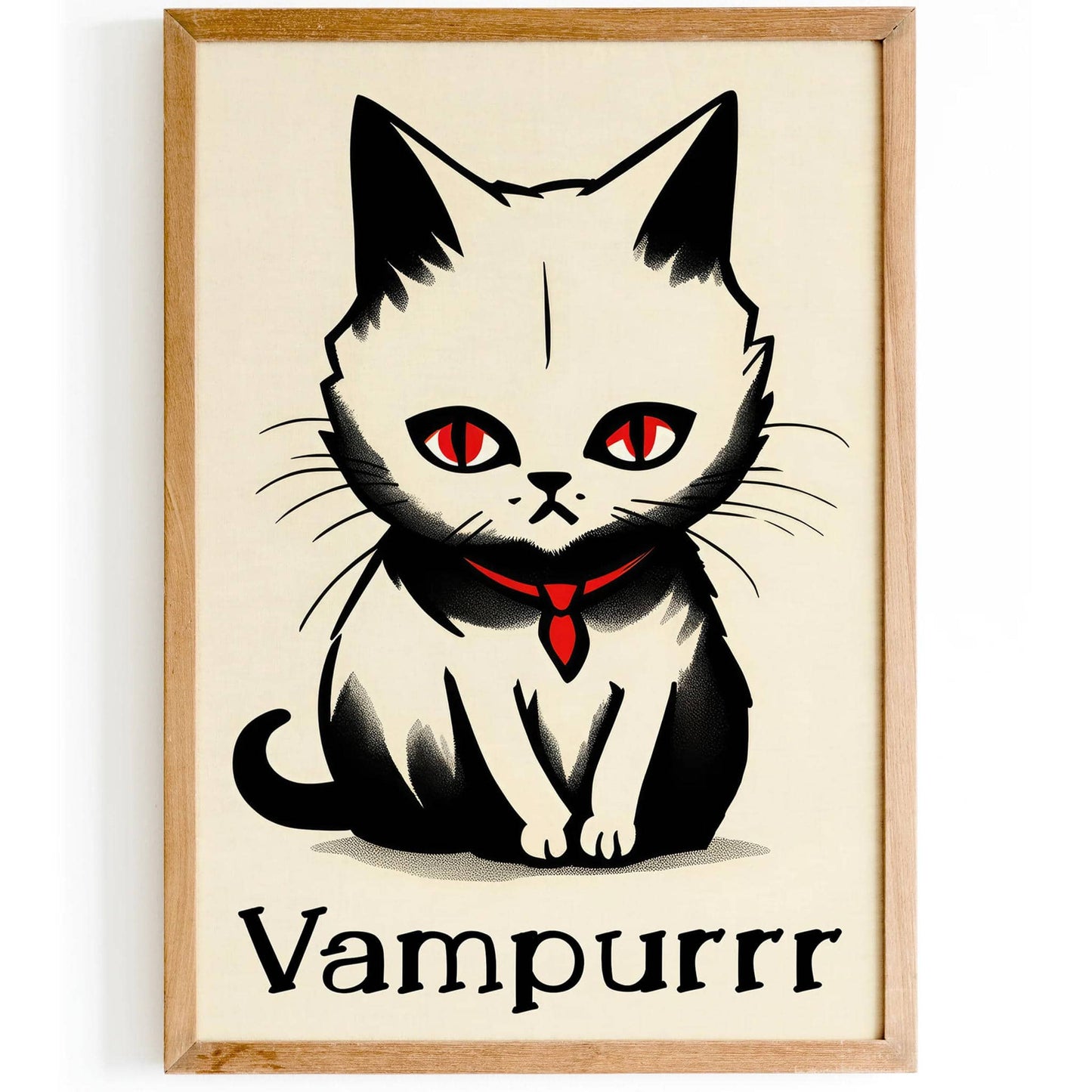 Little Cat Vampurrr Funny Art Print Halloween Decor - HypeSheriff