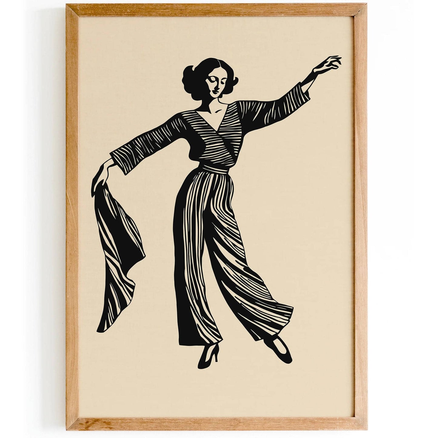 Dancing Woman Striped Art Print