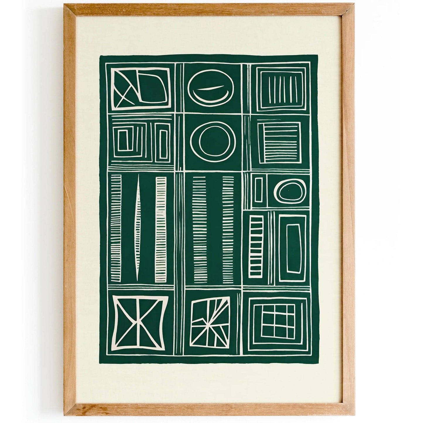 Mid-Century Modern Green Shapes Print