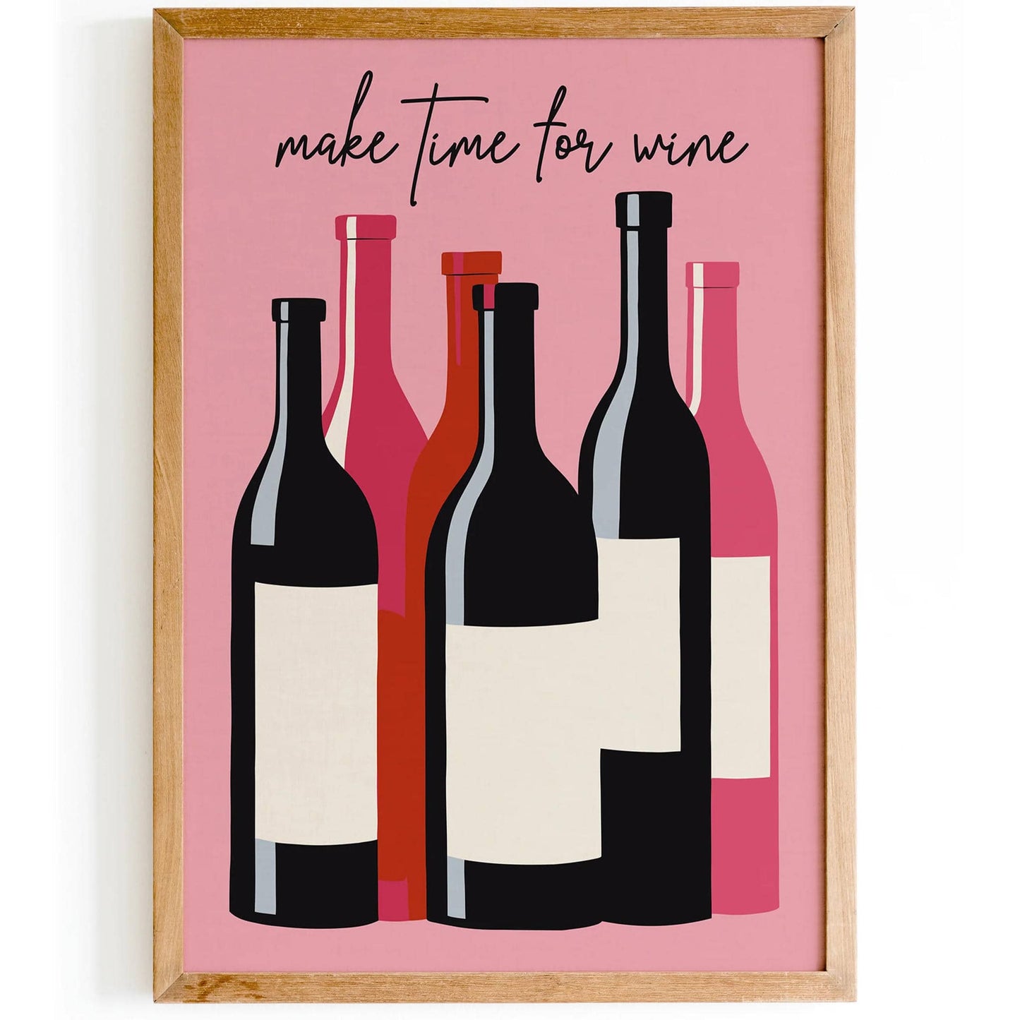 Make Time for Wine Pink Kitchen Poster - HypeSheriff