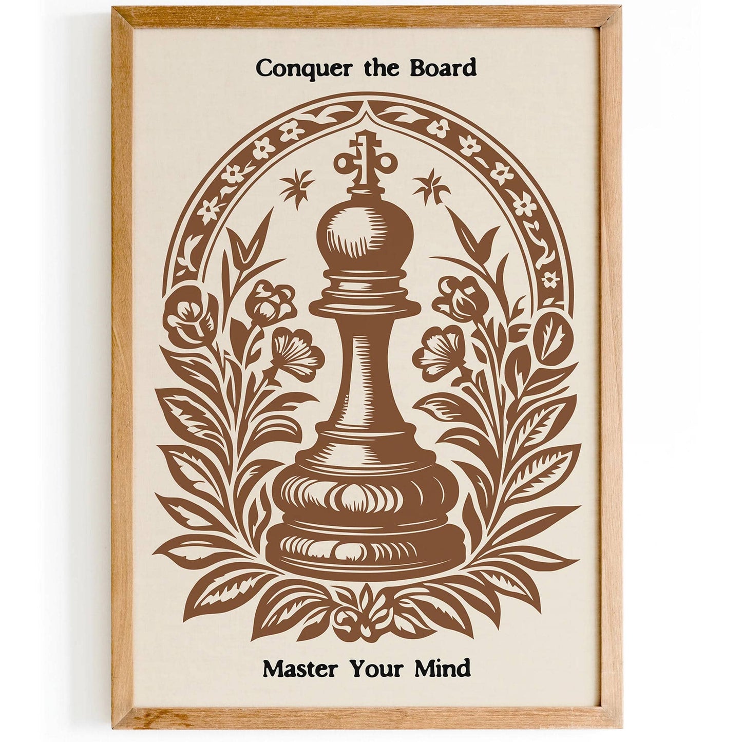 Brown Motivational Chess Wall Art – Master Your Mind