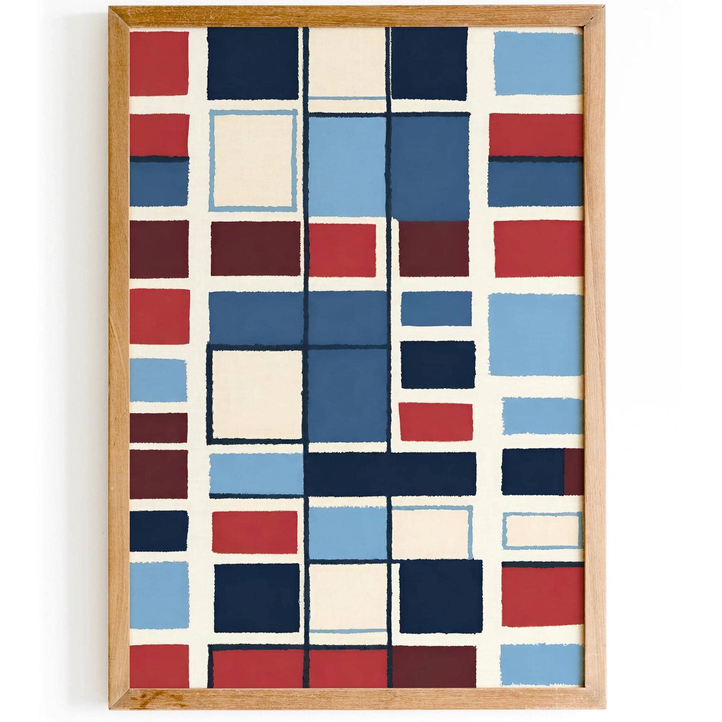 Blue Modern Geometric Design - Bathroom Wall Art - HypeSheriff