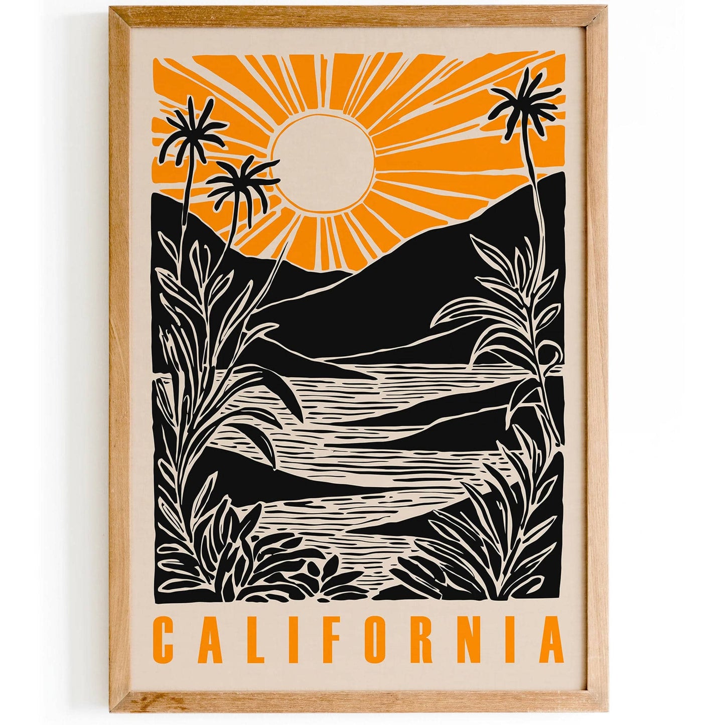 California Linocut Sunset Art Print - HypeSheriff