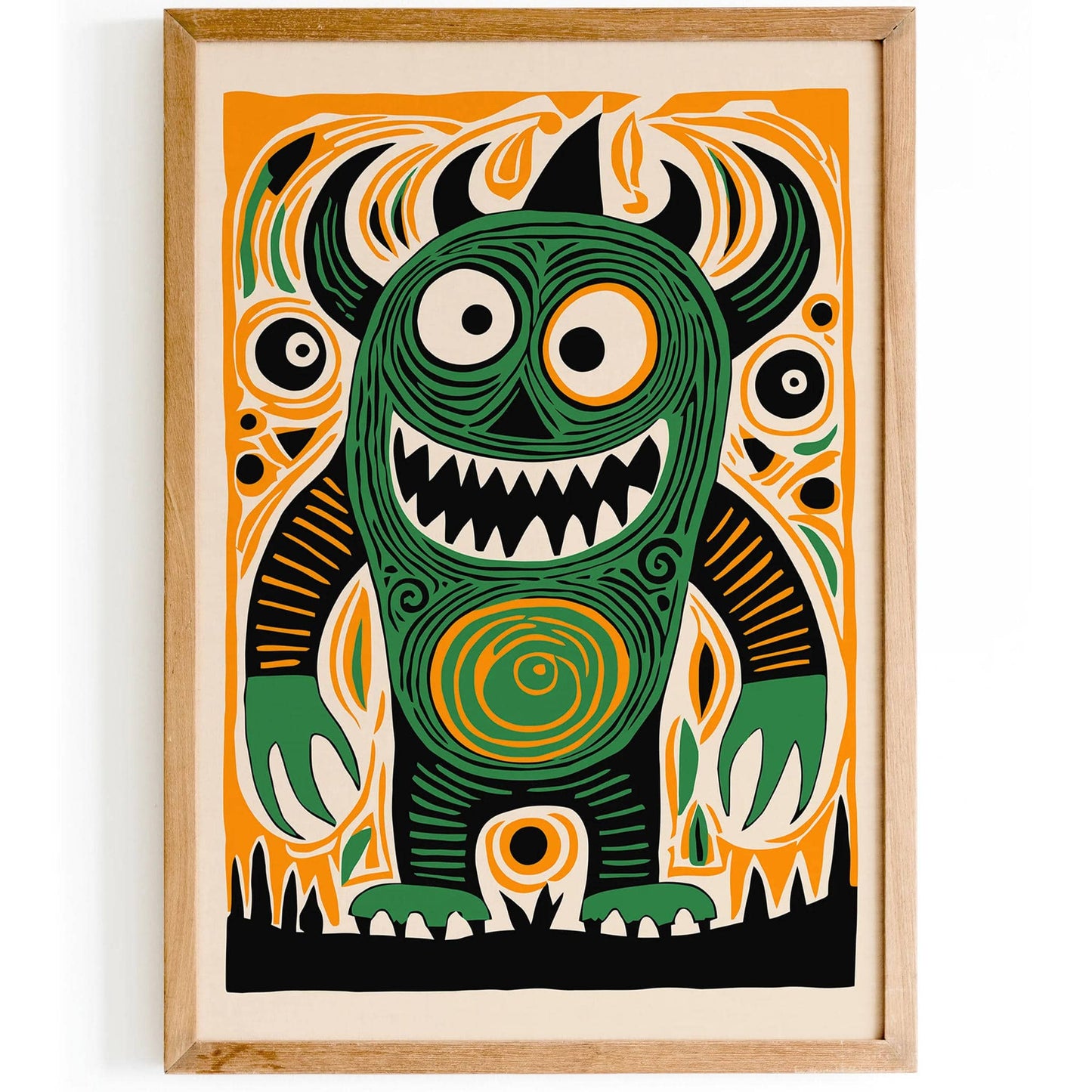 Crazy Green Monster Halloween Vibes Art Print - HypeSheriff