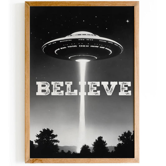 Retro UFO Poster Print