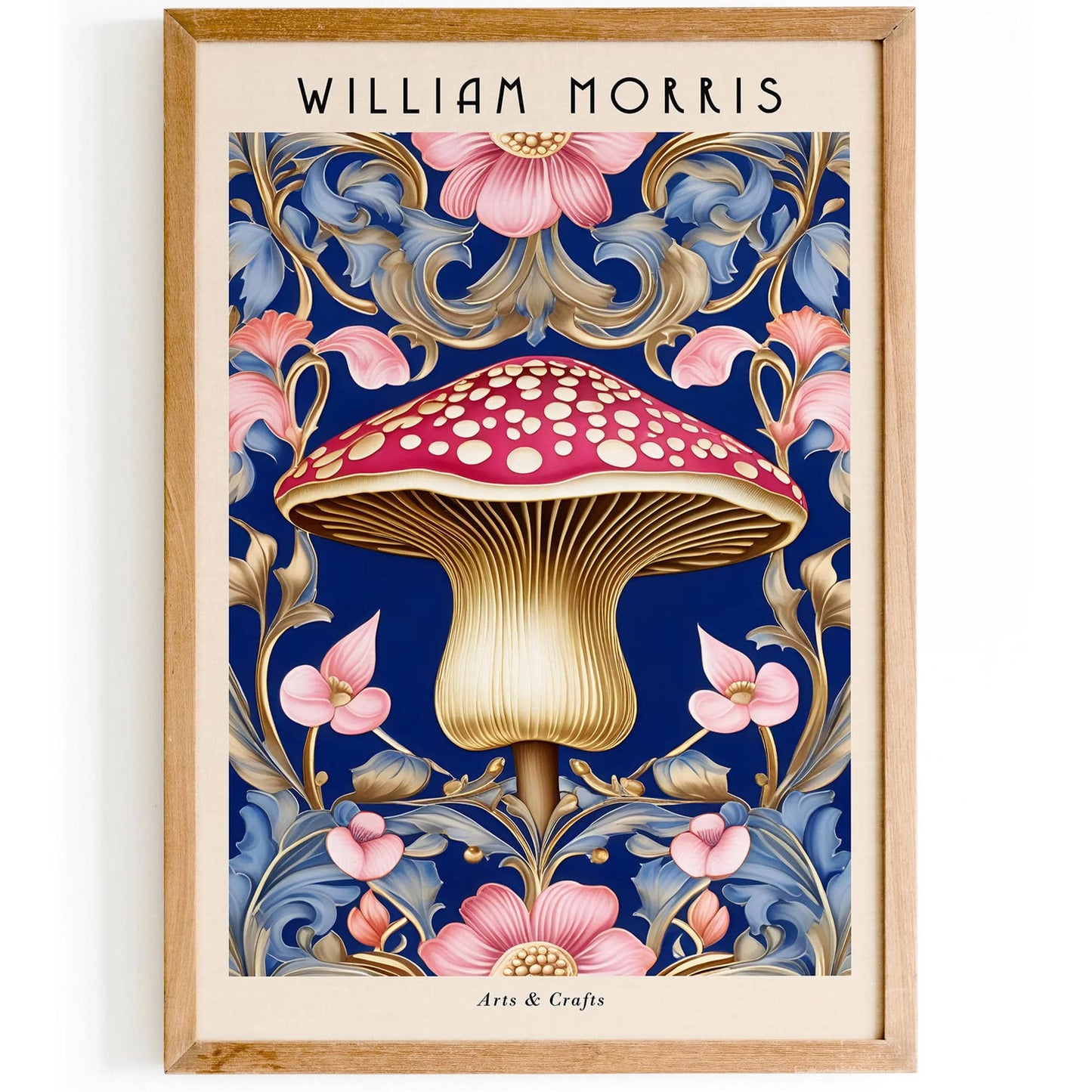 William Morris Blue Mushroom Poster - HypeSheriff
